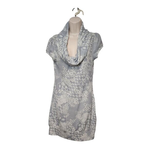 Decree Gray Lace Print Cowl Neck Dress Size Large - Picture 1 of 8